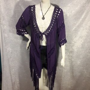 Boho fringe crochet festival poncho